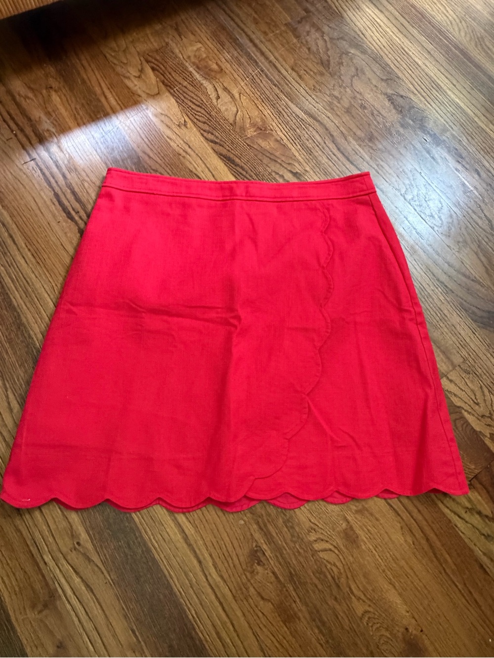 *J. Crew Red Scalloped A-Line Skirt